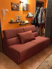 DIVANO LETTO IN TESSUTO BORDEAUX - TRATTABILE