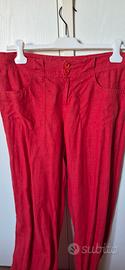 pantalone in lino rosso 