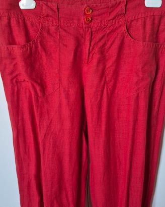 pantalone in lino rosso 
