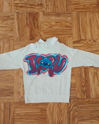 felpa di Stitch bianca disney