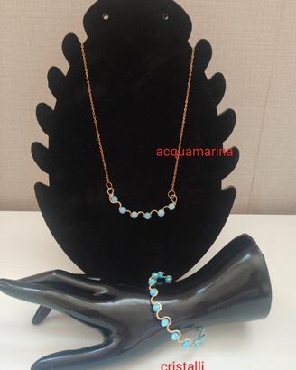 set collana acquamarina+bracciale rigido cris