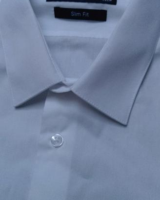 CAMICIA BIANCA SLIM FIT TAGLIA 42 XL BIANCA CON MA