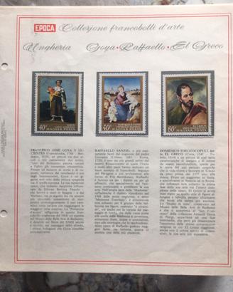 Rivista Epoca,pagine filateliche dedicate all’Arte