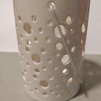 Porta candele ceramica bianca nuovo 13x9 cm