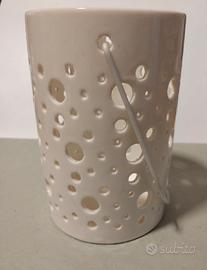 Porta candele ceramica bianca nuovo 13x9 cm