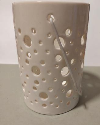 Porta candele ceramica bianca nuovo 13x9 cm