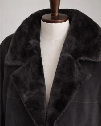 Cappotto lungo effetto montone-interno pelliccia