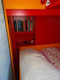 Cameretta ragazzi a soppalco due letti e armadi
