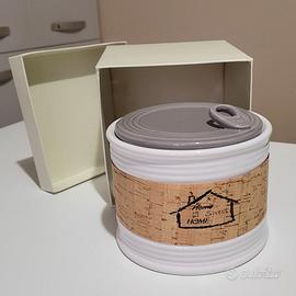 Barattolo in ceramica bianca con coperchio – NUOVO