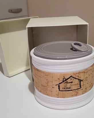 Barattolo in ceramica bianca con coperchio – NUOVO