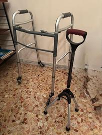 Deambulatore girello e quadripode per anziani