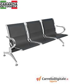 Sedie da attesa in acciaio colore nero 3 posti