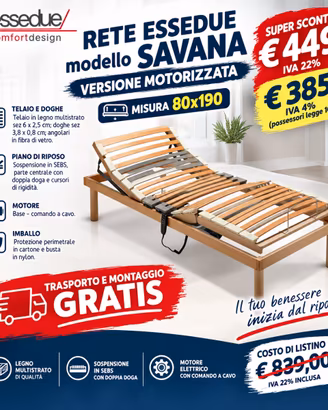 Rete motorizzata Essedue Savana 80x190 NUOVA