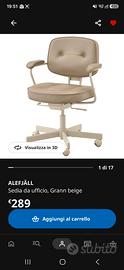 Sedia da ufficio IKEA ALEFJÄLL – beige-come nuova
