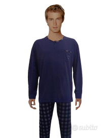 PIGIAMA UOMO COTONE LEGGERO PANTALONE E T-SHIRT PO