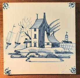 Piastrella Dipinta Blu Vintage