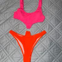 Bikini donna bicolore rosa/fucsia e arancione