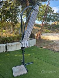 Ombrellone inclinabile e girevole con base 360 cm