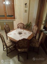 tavolo da salotto con  6 sedie camoscio 