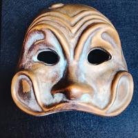 Maschera Arlecchino in ottone bronzato anni 50/60