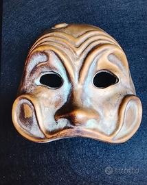 Maschera Arlecchino in ottone bronzato anni 50/60