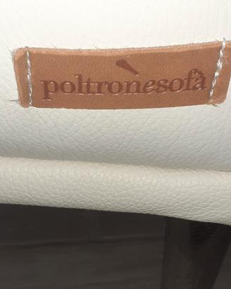 divano con penisola in pelle colore panna