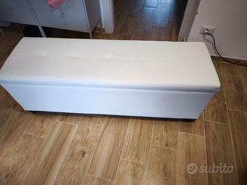 Cassapanca / Pouf Contenitore ecopelle bianca 140