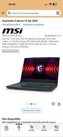 Pc gaming MSI in garanzia