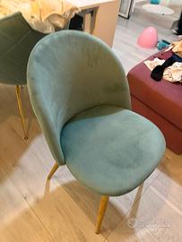 Sedie in velluto verde