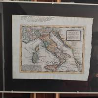Mappa antica d'Italia dimensioni 32x23 incorniciat