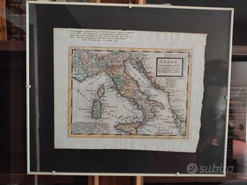 Mappa antica d'Italia dimensioni 32x23 incorniciat