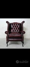 Nuova poltrona chesterfield Queen Anne bordeaux 