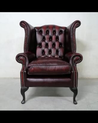 Nuova poltrona chesterfield Queen Anne bordeaux 