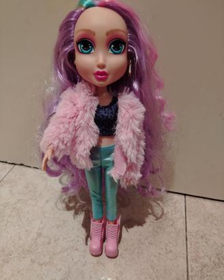 Bambola Fashion Style Capelli Viola Rosa con Outfi