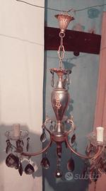 Lampadario Vintage a 3 bracci con pendenti