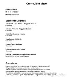 Cameriere/Bar/Cucina