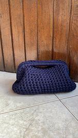 borsa crochet blu navy