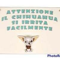 Targa in legno Cane Chihuahua in resina