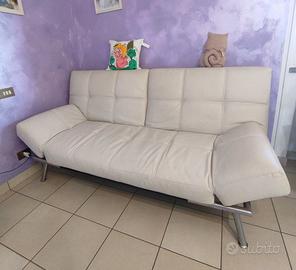 Divano letto in ecopelle bianco