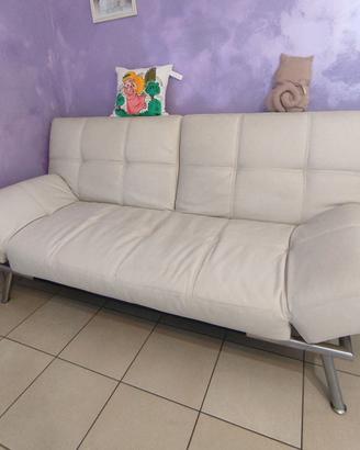 Divano letto in ecopelle bianco