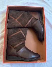 Stivaletti Monnalisa in pelle e camoscio marrone