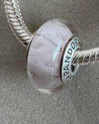 Charm Pandora vetro di Murano zig zag rosa
