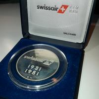 medaglia Swiss-air + 5 franchi 1981 commemorativi