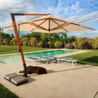 2x Ombrellone Decentrato da Giardino 3,5x3,5m Ecrù