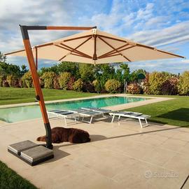 2x Ombrellone Decentrato da Giardino 3,5x3,5m Ecrù