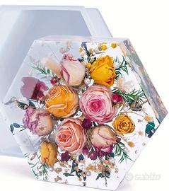 Quadro decorativo in resina con fiori veri