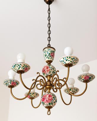 Elegante lampadario floreale anni ‘70
