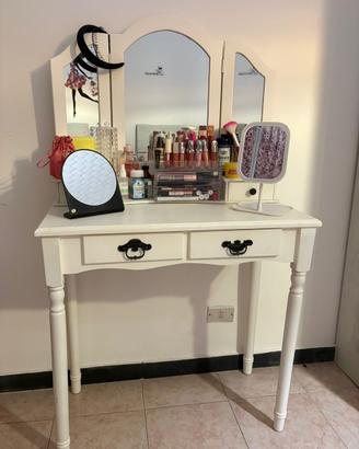 Specchiera trucco bianca con specchio