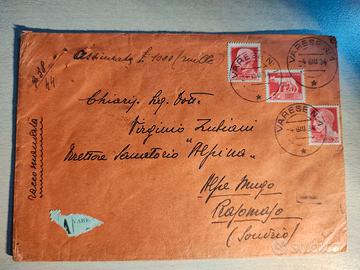 Busta Storica 1934 "Assicurata" con 5 Sigilli Cera
