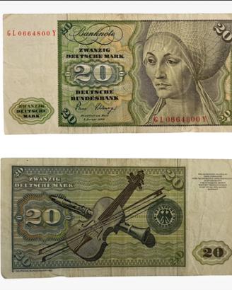 Banconota rara 20 Deutsch  Mark 1980 GL0664800Y
